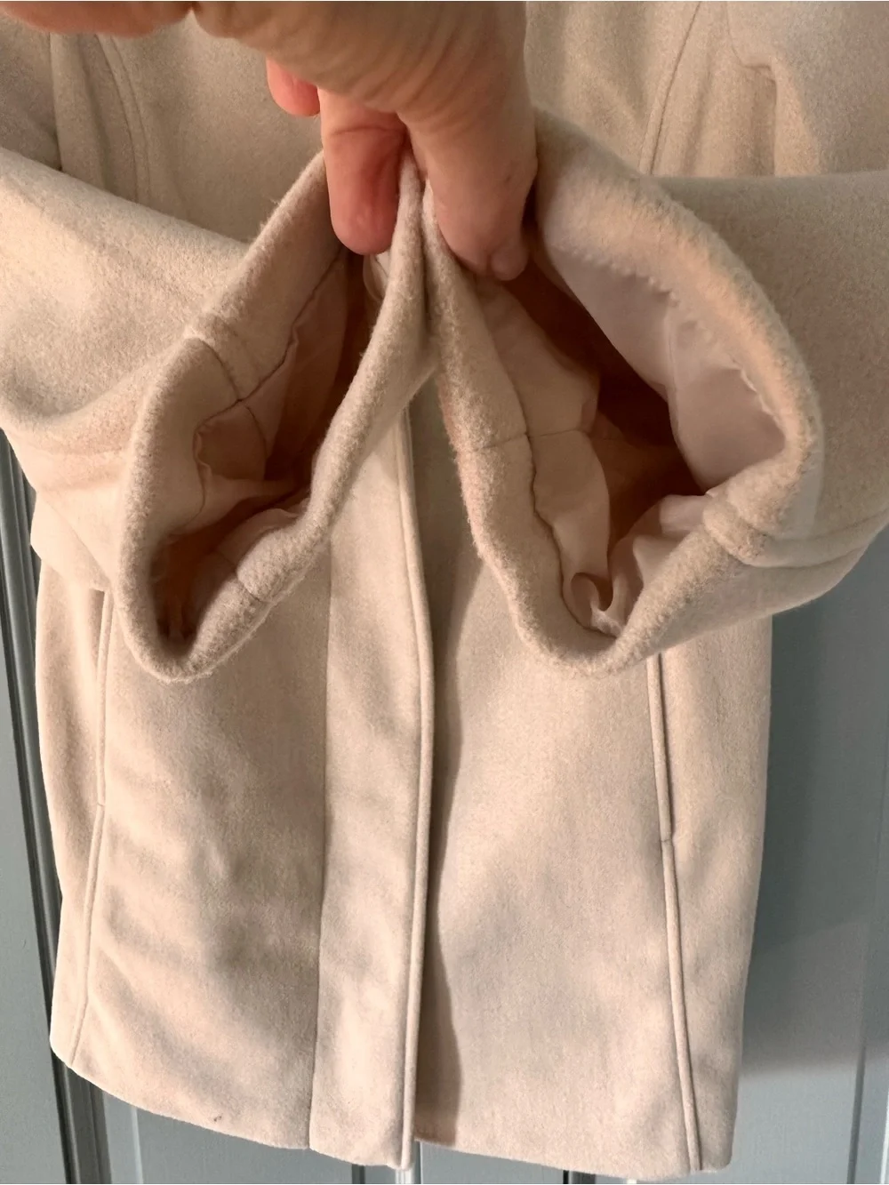Vince Camuto Cream/Oatmeal Funnel Neck Zip Front Coat Jacket Medium